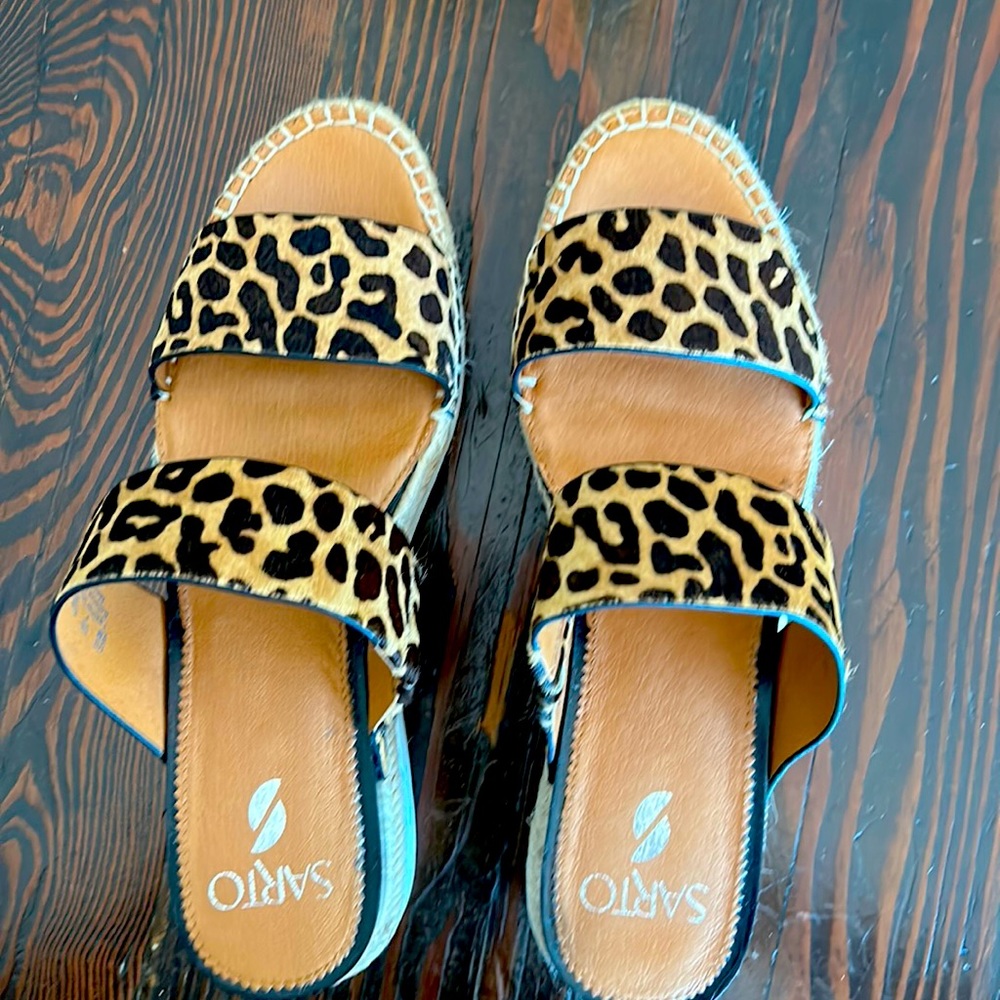 Franco Sarto animal print wedge slide sandal